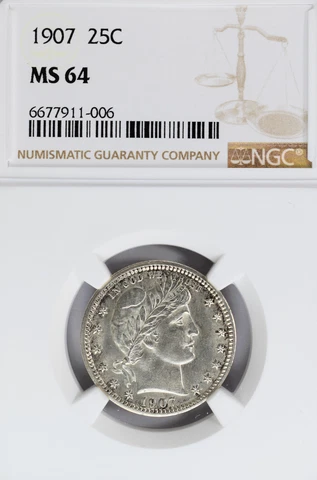 1907 25C MS64 NGC Cover