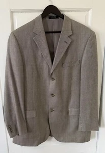 Andrew Fezza Men’s 44L Long 100% Silk Tan Sport Coat Jacket EUC - Picture 1 of 11