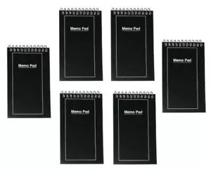 Pad note/libro/memo a spirale 3"" x 5"", confezione da 6, copertina nera, foderata, 50 fogli ciascuno - Foto 1 di 3
