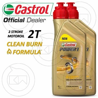 2 LT OLIO MISCELA MOTORE MOTO SCOOTER 2 TEMPI CASTROL POWER 1 2T SEMI SINTETICO