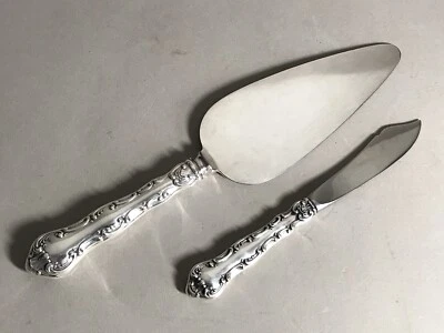 Cuchillo de 2 piezas GORHAM PLATA ESTERLINA Mango ESTRASBURGO Pastelería Servidor y Fruta Foto 1 de 4