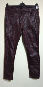 M&Co Petite Jeans Shiny Burgundy Black Snake Skin Effect 12 UK 30" 25" - Picture 1 of 17