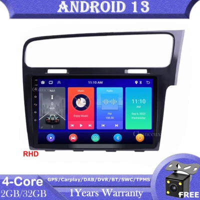 10"Android 13 Head Unit Radio Carplay GPS Sat Navi DAB For VW GOLF 7 2013-2017 - Image 1 of 4