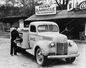 Coca Cola Lieferwagen evtl. Grillstelle 50er Jahre 8x10 Nachdruck des alten Fotos - Bild 1 von 1
