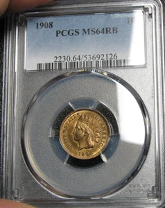 1908 Indian Cent Penny --- MS-64 RB PCGS Graded Coin --- #377C - Picture 1 of 5