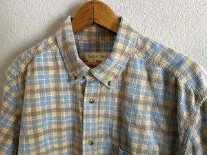 The Territory Ahead Corduroy Blue Yellow Plaid Button Shirt Mens Size Large L - Picture 1 of 5