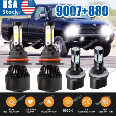 For Dodge RAM 1500 2500 3500 1994-2001 LED Headlight High/Low + Fog Lights bulbs - Image 1 of 4