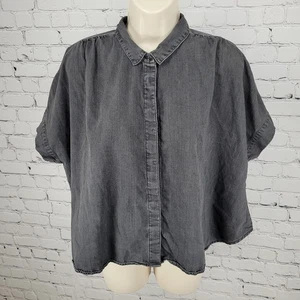 Top Madewell Gris Algodón Cambray Ligero Abotonado Manga Corta Talla XL - Imagen 1 de 12