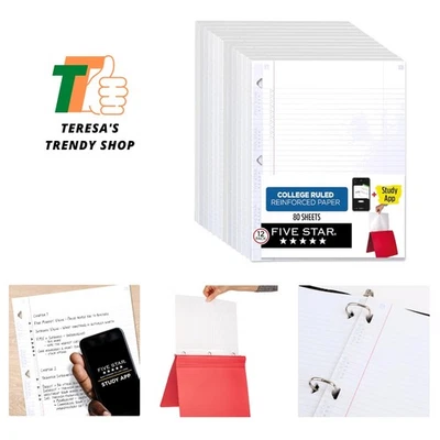 Loose Leaf Paper Plus Study App, 12 Pack, Notebook Paper, College Ruled Fille... - Image 1 of 4