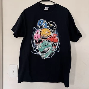 Camiseta gráfica Power Rangers negra Lightning Helmets talla L - Imagen 1 de 3