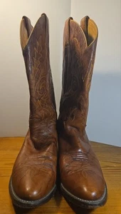 Justin Herren Cowboystiefel 1560 Kastanie Marmor Leder Western Größe 9,5 D - Bild 1 von 12