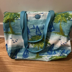Coach Resort Palm Travel Tote Packable NO B1480-F30022 Rare EUC Nylon & Leather - Picture 1 of 10