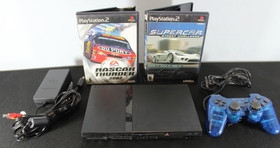 Sony PlayStation 2 (PS2) SLIM Console Bundle SCPH-75001 + 2 Racing Games Tested