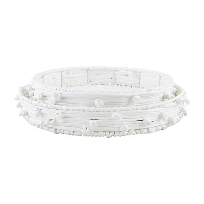 Mud Pie Knot Paper Rope Tray, small 3" x 17" dia | large 3" x 19" dia, Cream - Image 1 of 4
