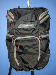 TaylorMade Golf Players Backpack In Black With Red Trim - Lots of Pockets - Picture 1 of 12
