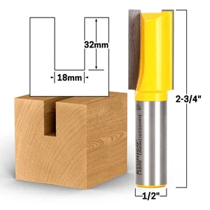 18mm CD x 32mm CL Straight Router Bit Metric - 1/2" Shank - Yonico 14898 - Picture 1 of 1