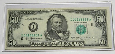 Vintage  1977 Fifty Dollar ($50) Federal Reserve Note Minneapolis XF - Image 1 of 3