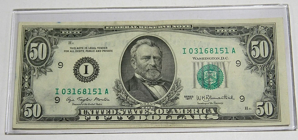 Vintage  1977 Fifty Dollar ($50) Federal Reserve Note Minneapolis XF - Image 1 of 3