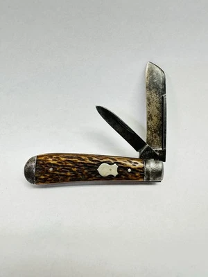 Navaja de Bolsillo Miller Bros Meriden EE. UU. Hueso Acero al Carbono Jack Foto 1 de 4