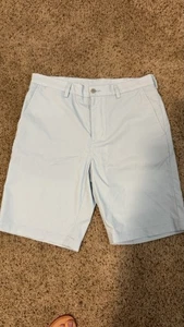 Pantalones Cortos de Golf PGA Tour Para Hombres 32 Azul Blanco Cuadros Frente Plano Guinga Derby Verano - Imagen 1 de 5