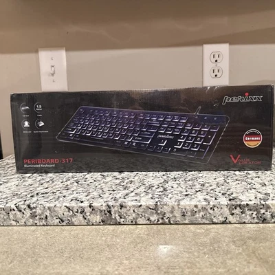 Perixx PERIBOARD317 Wired Backlit USB Keyboard Big Print Letter with White LED - Image 1 of 4