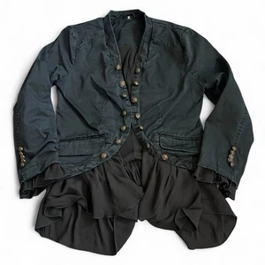 Chaqueta militar Free People para mujer con volantes romance talla XS botones negros lavados - Imagen 1 de 12