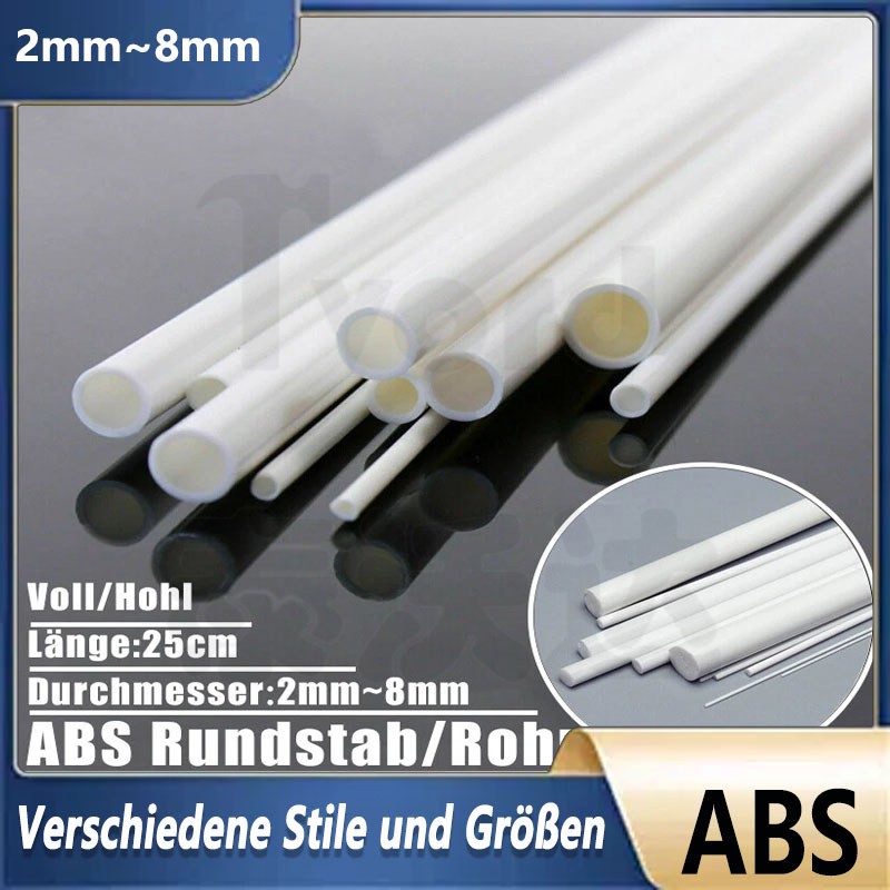 5 Stück ABS-Kunststoff Hohle Run Rohre Durchmesser 2–10 Mm