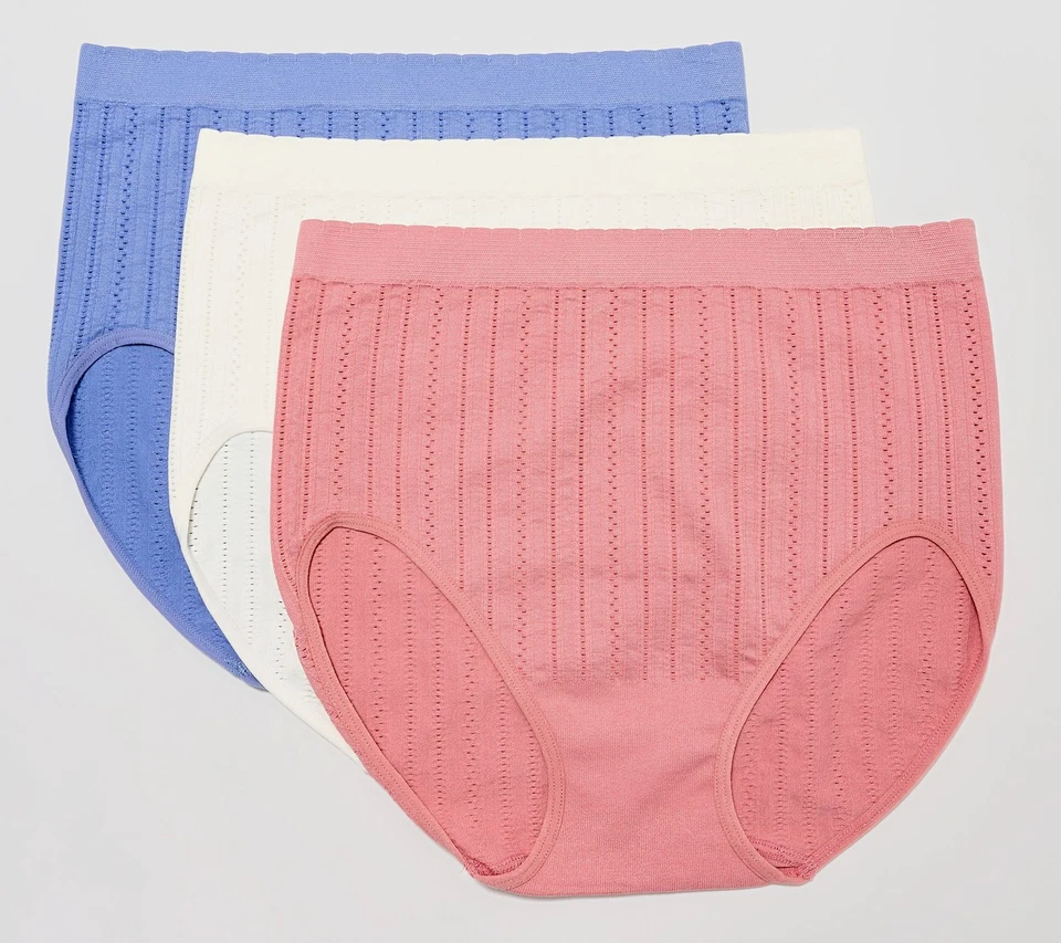 Paquete de 3 bragas breezies Pointelle completas sin costuras Adobe Rose 1X nuevas Foto 1 de 1