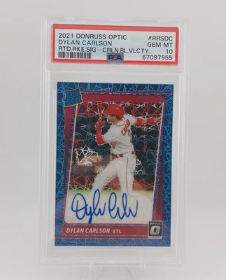 2021 Donruss Optic Rated Rookie Auto Dylan Carlson Carolina Blue Velocity #/35 - Image 1 of 2