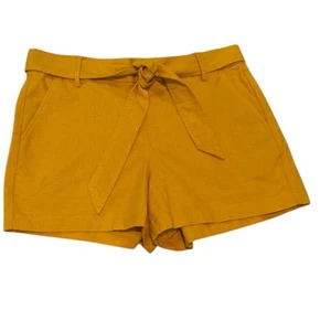 J. Crew Women' NWT Bow Tie Elastic Waist 4" Linen Blend Shorts Mustard Size 8 - Picture 1 of 4