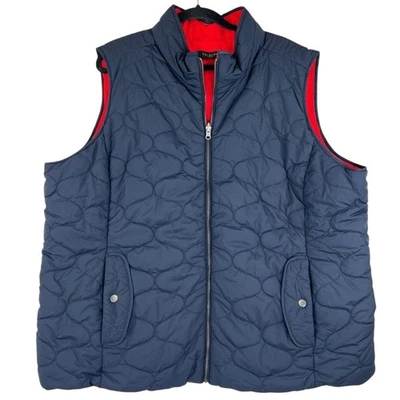 Talbots REVERSIBLE VEST Plus 3X Blue Red Quilted Comfy Full Zip Pockets Outdoor - Image 1 of 4