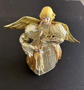 Ángel Dorado con Arpa-12 pulgadas Árbol de Navidad Topper o Decoración de Mesa - Imagen 1 de 5