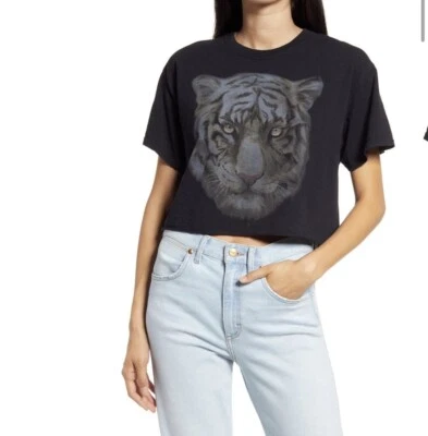 Camiseta VINYL ICON Tigre Crop Graphic Algodón Negra Talla M Nueva Sin Etiquetas Foto 1 de 4