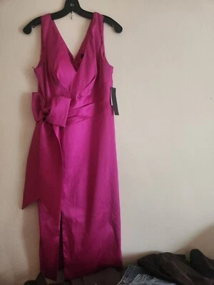 Vestido Aidan Mattox Lazo Faja Rosa Llama Talla 4 Nuevo Con Etiquetas Foto 1 de 4