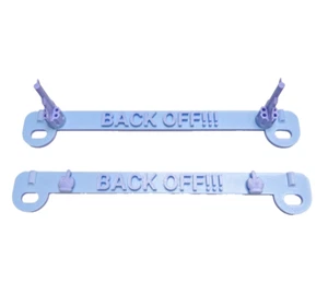 Funny licence plate frame BACK OFF gun and middle finger 2 pcs - Picture 1 of 4