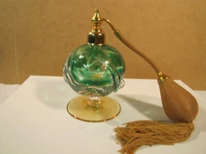 Gorgeous Hand crafted Blown Art perfume bottle Atomizer With Tall Glass Stand - Picture 1 of 6
