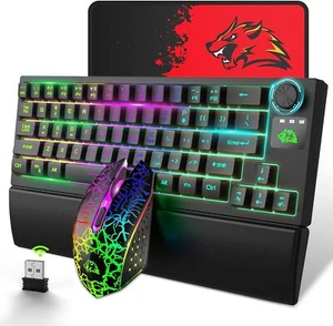 US RGB Wireless Gaming Keyboard and Mouse Dynamic Backlit RGB LED and Wrist Rest - Picture 1 of 19