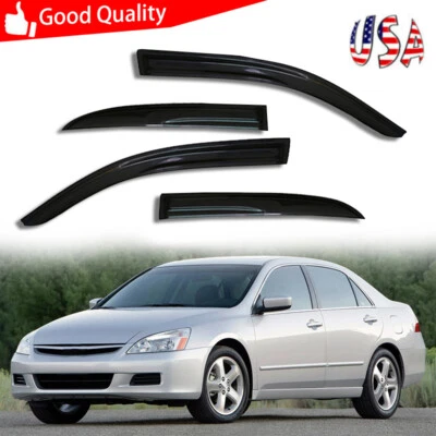 Window Visors Sun Rain Guards Vent Deflectors For 2003-2007 Honda Accord Sedan - Изображение 1 из 4