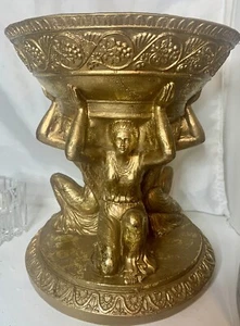 Rare Chalkware Sculpture of Three Graces Female Angels, Bowl Vase Korea MINT 9” - Picture 1 of 6