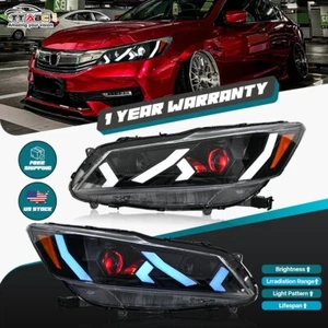 Full LED Headlights For Honda Accord 2016-2017 Sequential Turn Signal Animation - Foto 1 di 19