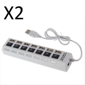 7-Port USB 2.0 Multi Charger Hub +High Speed Adapter ON/OFF Switch Laptop/PC-X2 - Picture 1 of 3