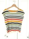 French Connection Sweater Top Sz S Striped Retro Mustard Short Sleeve