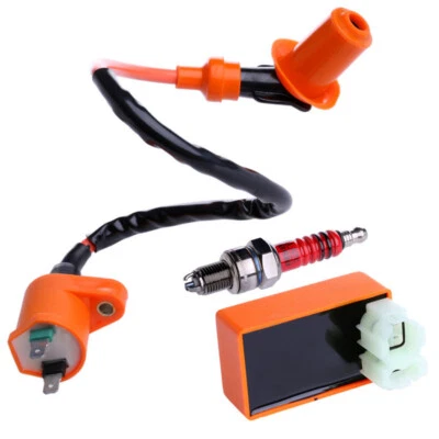 Motorcycle Racing 6 Pin CDI+Ignition Coil+Spark Plug for GY6 50cc-150cc Scooter - Image 1 of 4