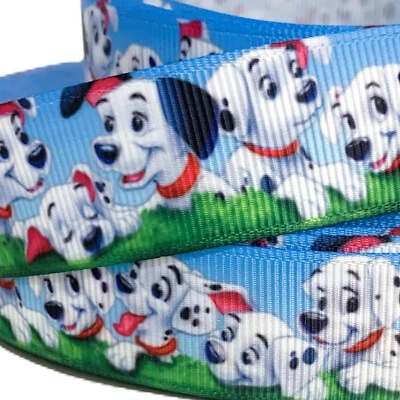 GROSGRAIN RIBBON 7/8", 1.5"  Dog Love Dogy Heart Paw White Black Blue Red Green - Image 1 of 3