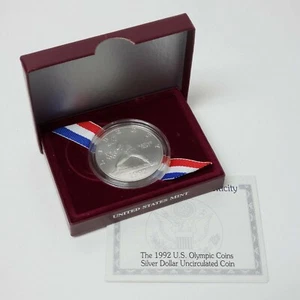 (1) 1992 D US Olympic Baseball $1 MS/UNC Silver Dollar Commem Coin w/ Box & COA - Picture 1 of 3