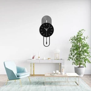 Modern Silent Black Metal Wall Clock, Minimalist and Large Home Decor, Horloge - Picture 1 of 8