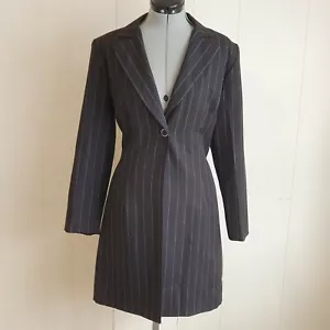 Hugo Buscati Women's Size 14 Black & White Stripe Lined Blazer Jacket W00461 - Picture 1 of 8