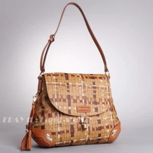 Piero Guidi Embossed Intreccio Pattern Print Shoulder Bag w/Charm Lock NEW Rare - Picture 1 of 11