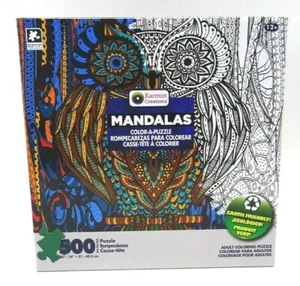 NIB Karmin Creations Mandalas 500 Piece Puzzle Owl Color-A-Puzzle FACTORY SEALED - Picture 1 of 4