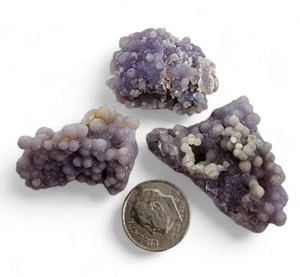 Traube Chalcedon Lila Botryoidale Kristalle 29,2 Gramm. 3 Stück Lot - Bild 1 von 2